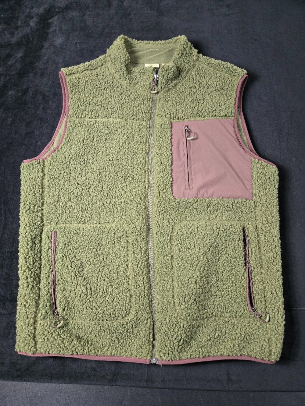 Telluride Women's Large Olive Sherpa Fleece Vest Full Zip Pockets
